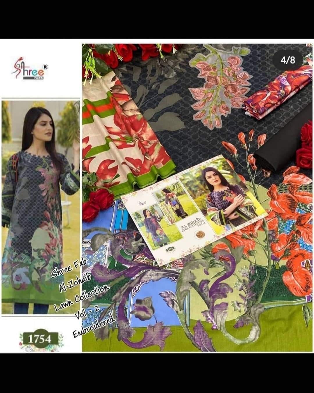 SHREE FABS 1754 AL ZOHAIB LAWN COLLECTION VOL-2 DESINGS-7 MANUFACTURER