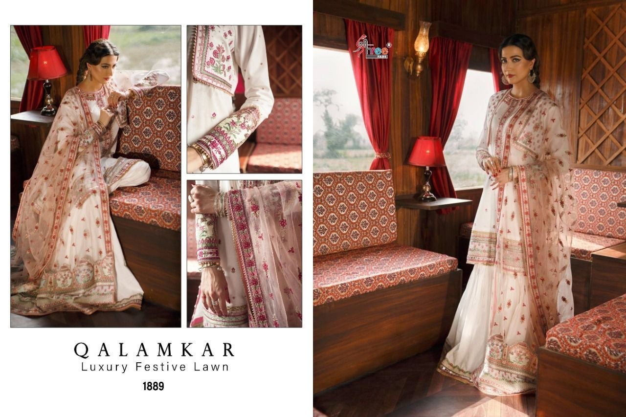 SHREE FABS QALAMKAR LUXURY FESTIVE LAWN 1889 SALWAR KAMEZ WHOLESALER IN SURAT