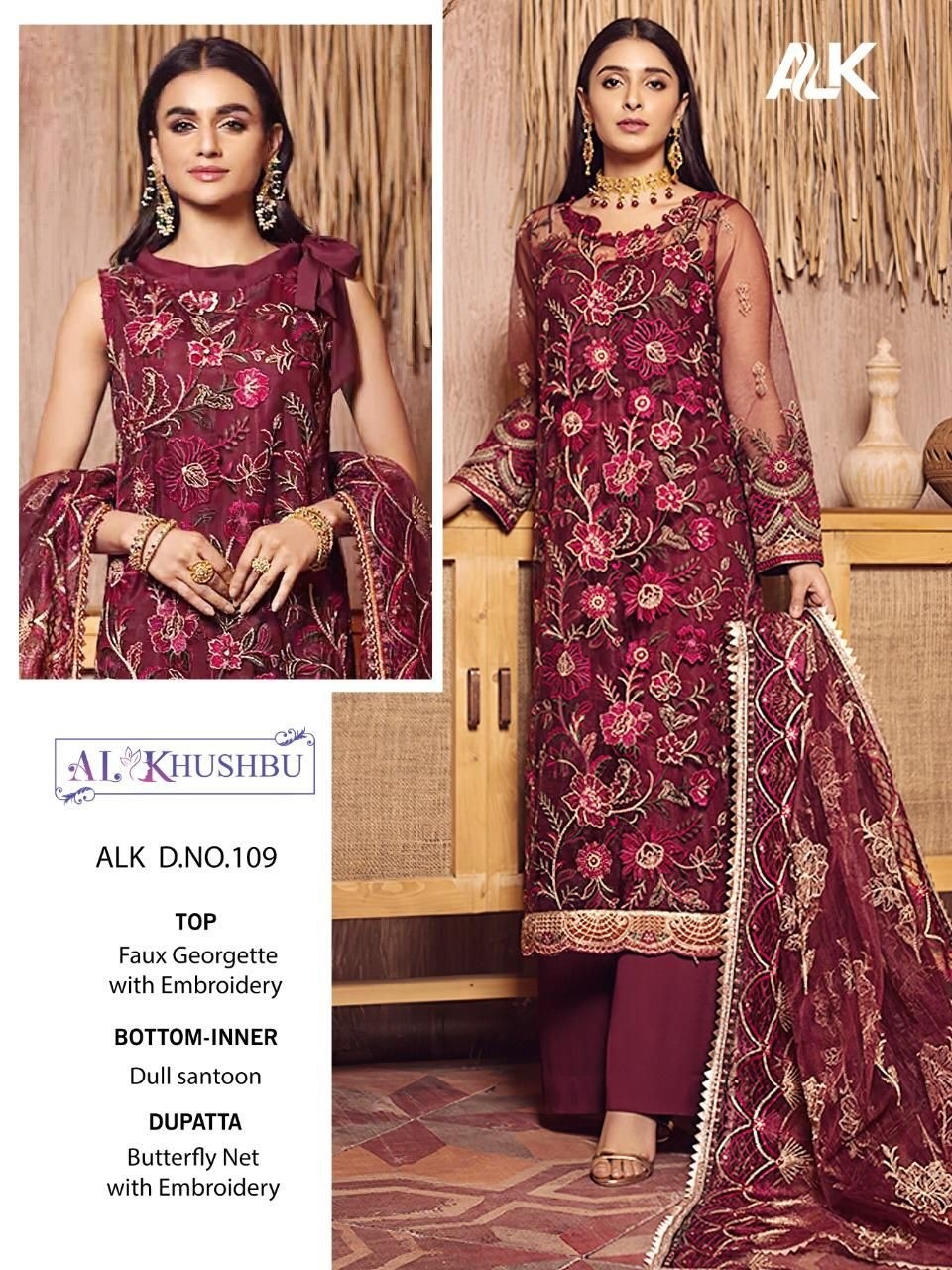AL KHUSHBU-109 PAKISTANI SUITS WHOLESALER DEALER