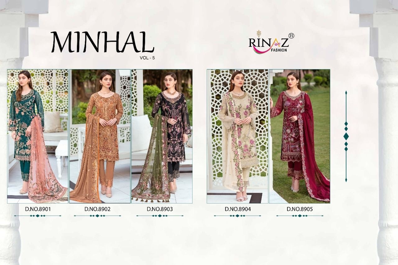 RINAZ FASHION MINHAL VOL-5 8905 PAKISTANI SUITS WHOLESALER IN INDIA