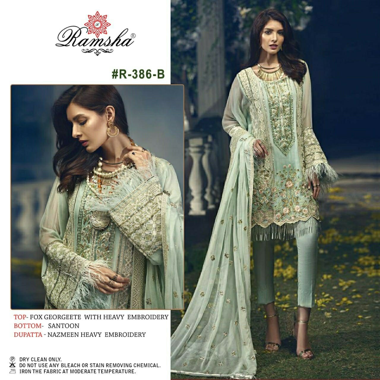 RAMSHA R-386 B WHOLESALER PAKISTANI SUITS SURAT