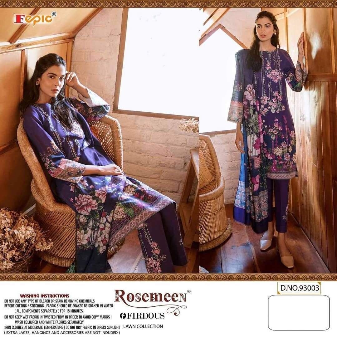 FEPIC ROSEMEEN FIRDOUS LAWN COLLECTION 93003 PAKISTANI SUITS BEST DEALER