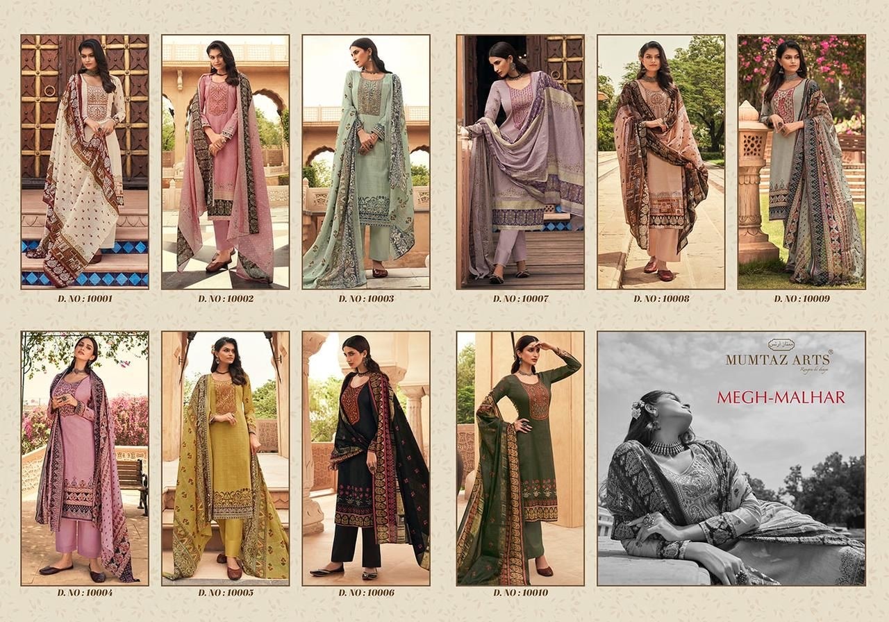 MUMTAZ ARTS MWGH MALHAR 10001TO10010 BEST KARACHI SUITS BY ONLINE