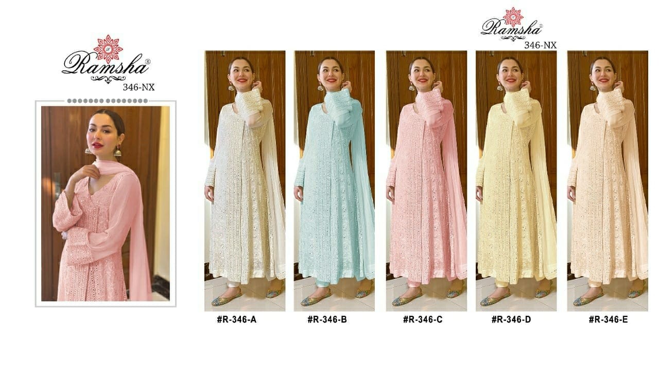 RAMSHA R 346 E NAZMEEN EMBROIDERED SALWAR KAMEZ MANUFACTURER