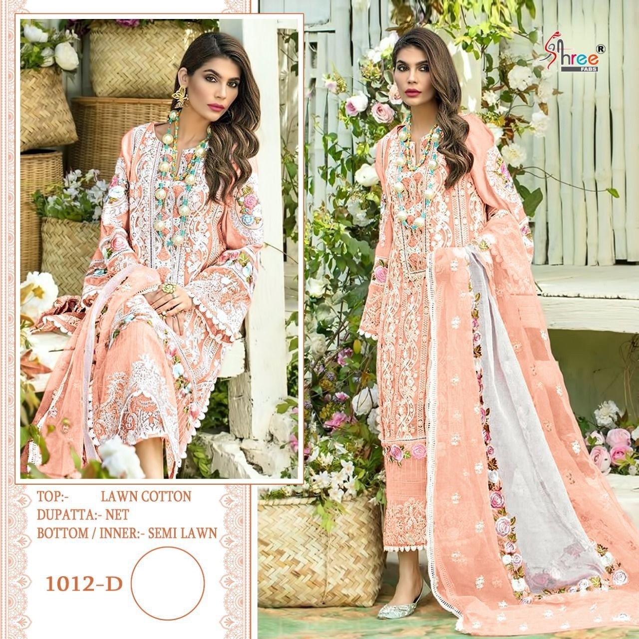 SHREE FABS 1012 D CRIMSON PREMIUM LAWN COLLECTION VOL 2 SALWAR KAMEEZ WIHT DUPATTA