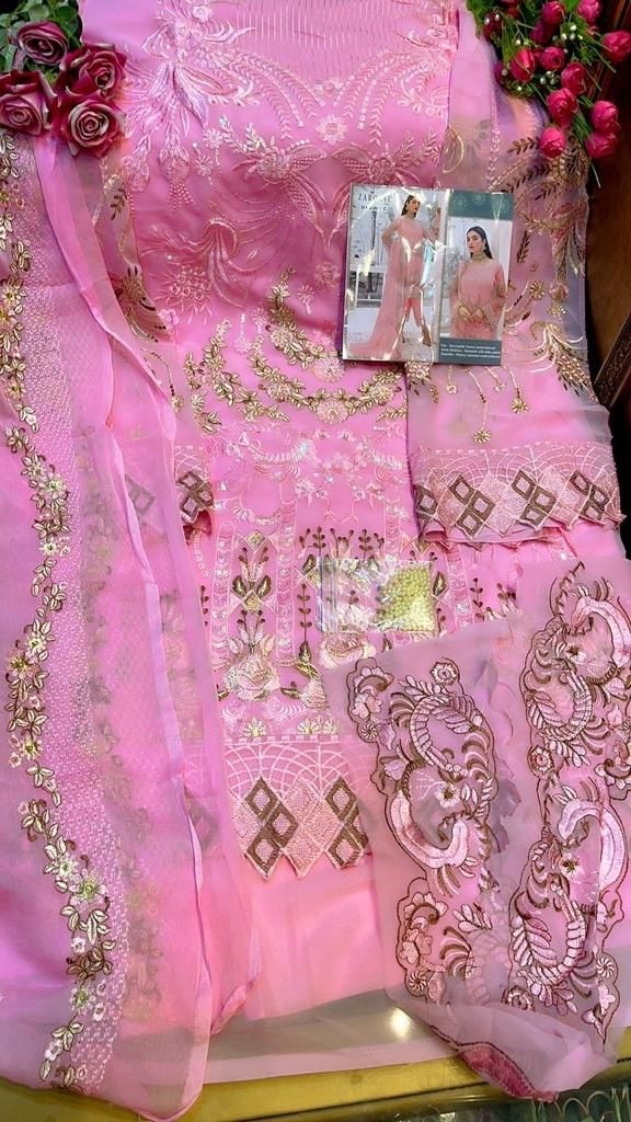 ZARQASH 2038-C NOOR WHOLESALER PAKISTANI SUIT GORGGETE