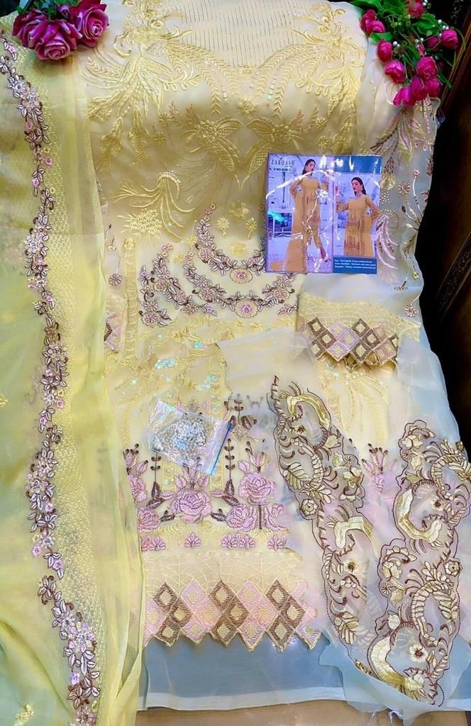 ZARQASH 2038-D NOOR WHOLESALER PAKISTANI SUIT GORGGETE