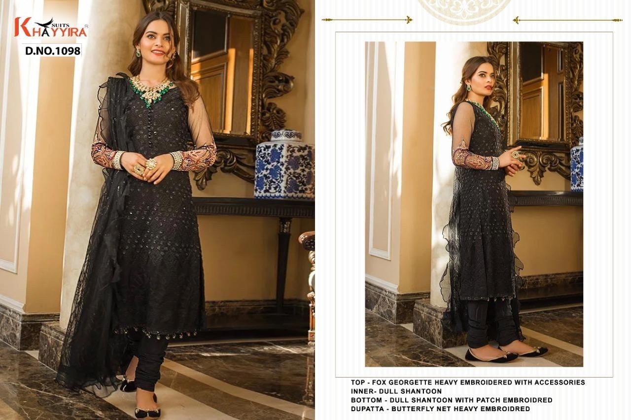 KHAYYIRA SUITS 1098 BLACK SALWAR KAMEZ WHOLESALE