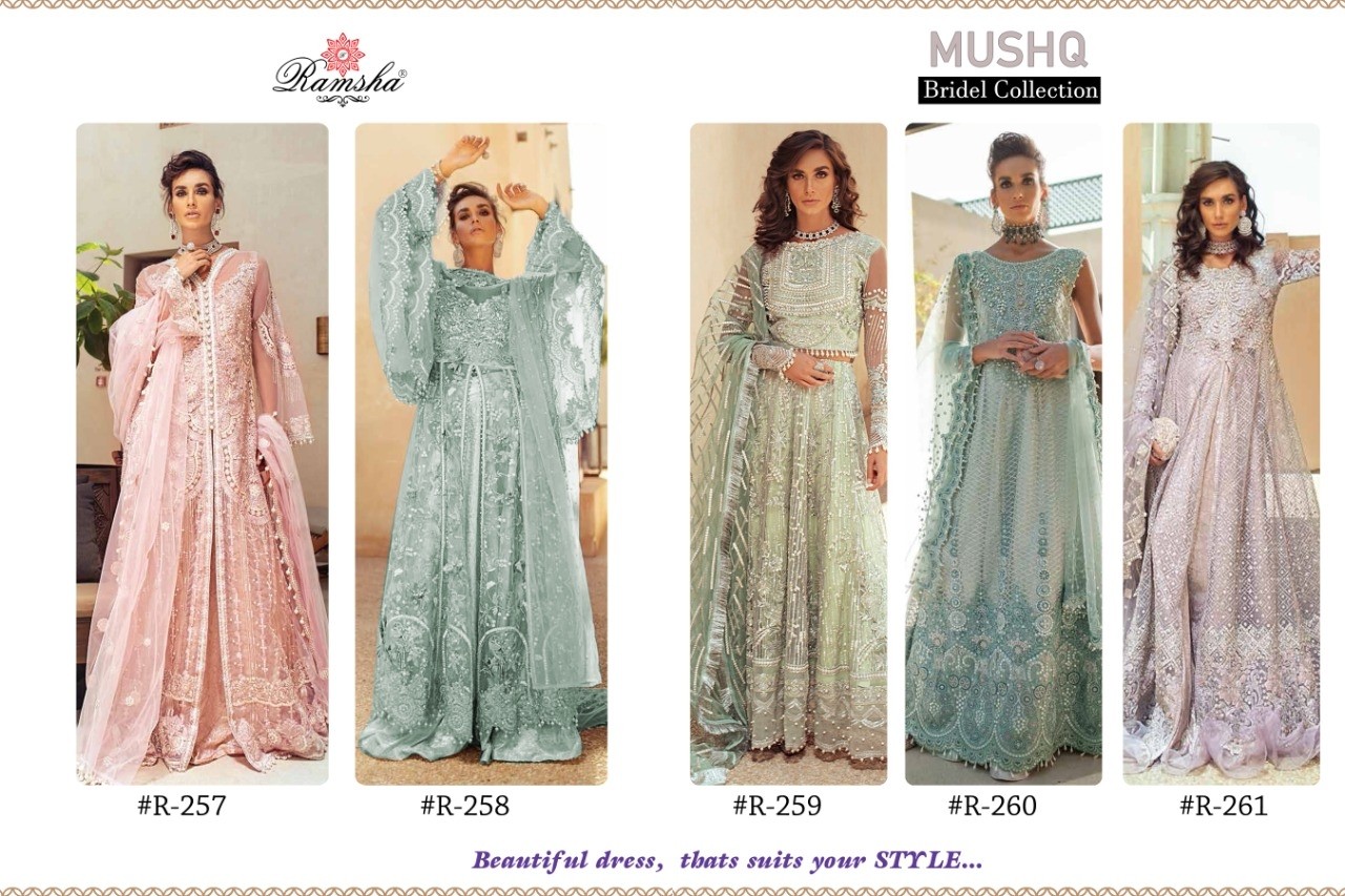 RAMSHA MUSHQ BRIDEL COLLECTION R 260 PAKISTANI SUITS WHOLESALER SUPPLIER