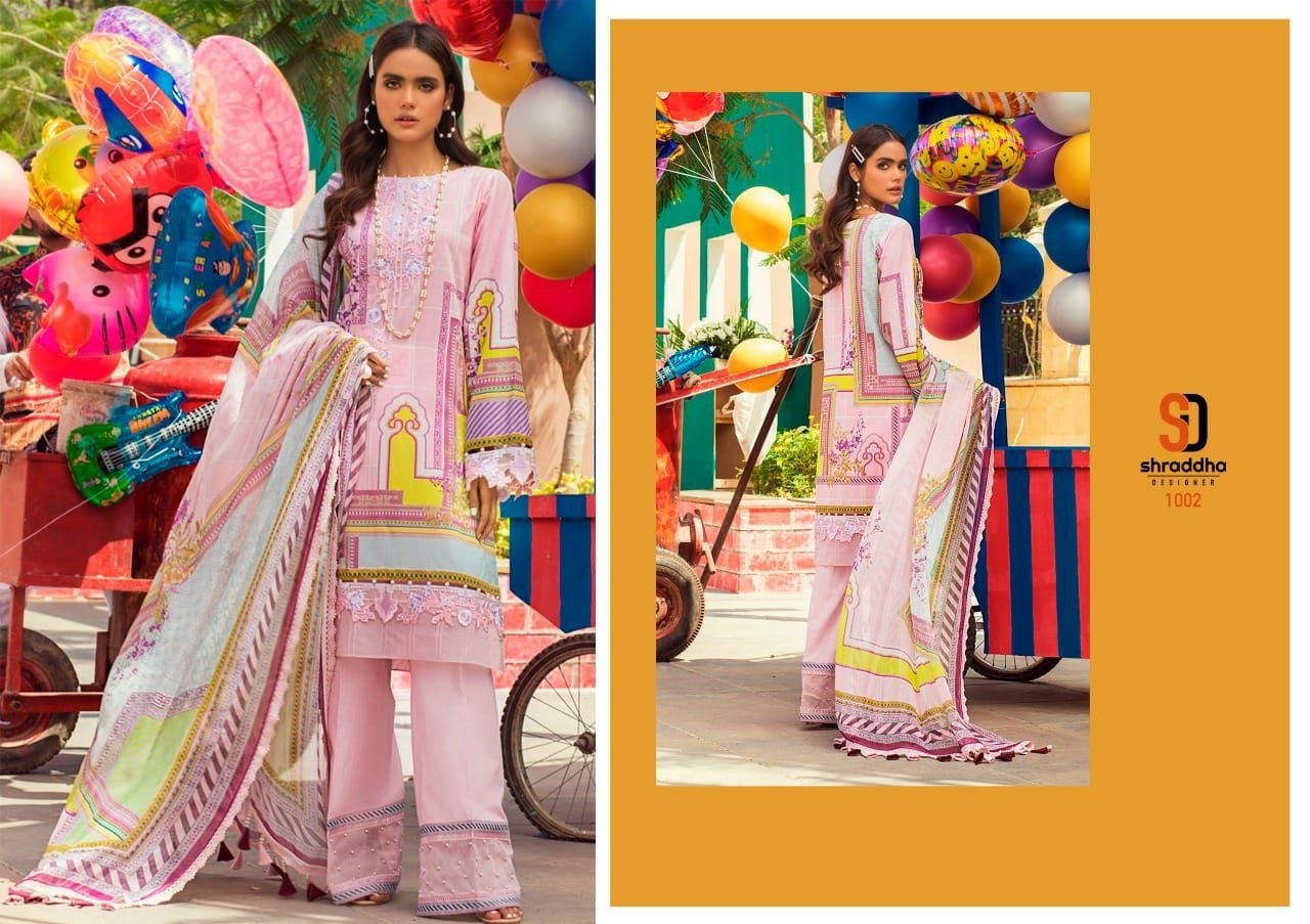 SHRADDHA DESIGNER VINTAGE VOL 6 1001TO1006 KARACHI PRINTED SUITS SINGALE DEALER