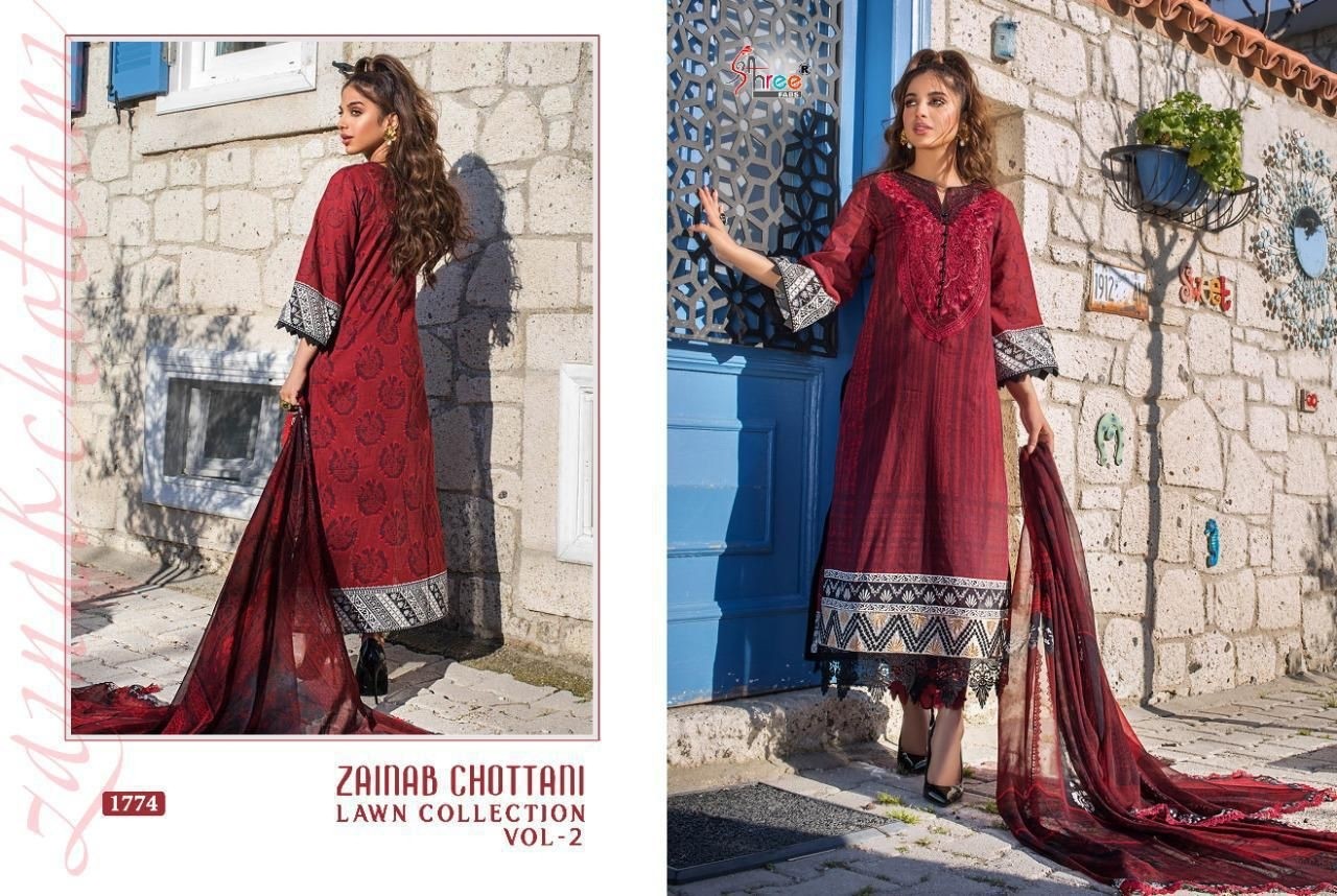 ZAINAB CHOTTANI LAWN COLLECTION VOL 2 1774 LAWN COTTON PRINT DEALER SURAT
