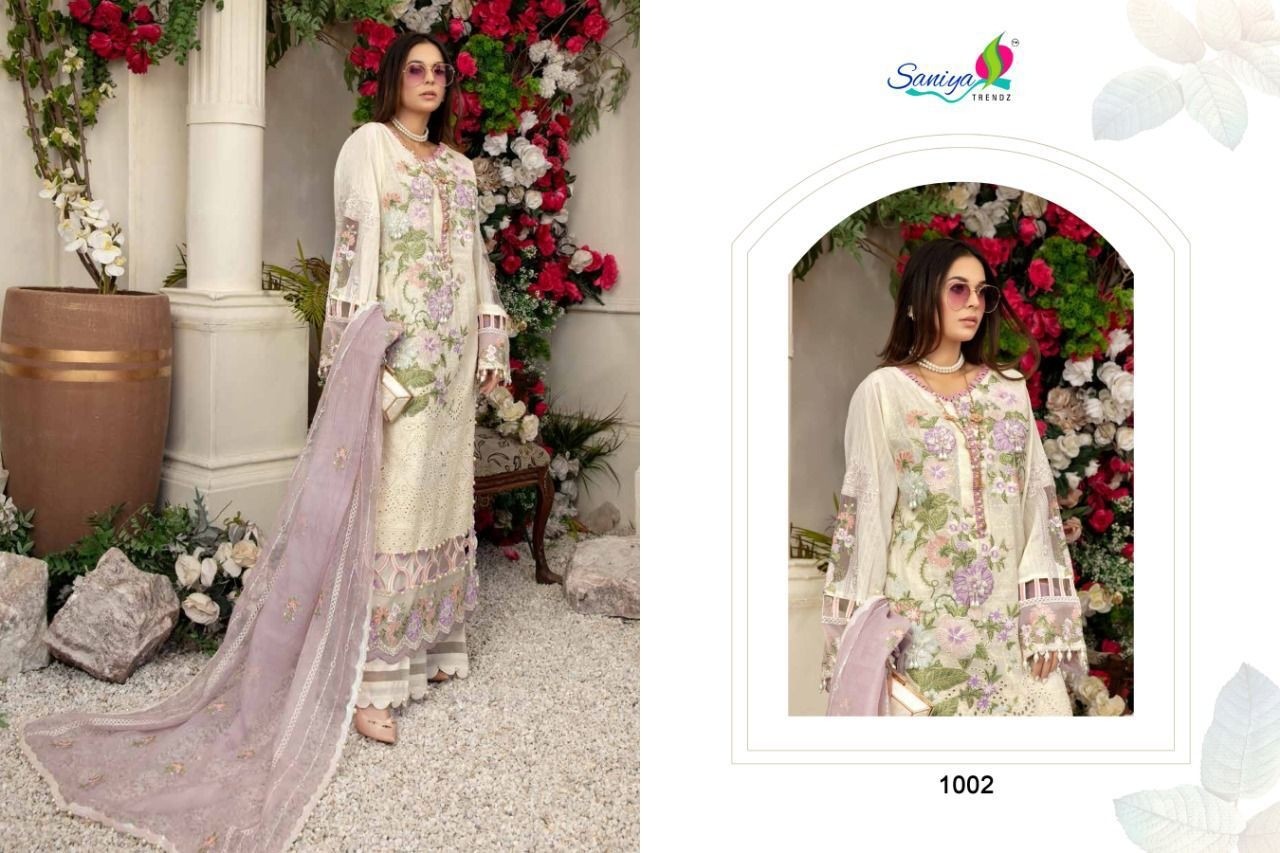 SANIYA TRENDZ ADAN LIBAAS GEORGGETTE COLLECTION 1002 PAKISTANI SUITS ONLINE WHOLESALE