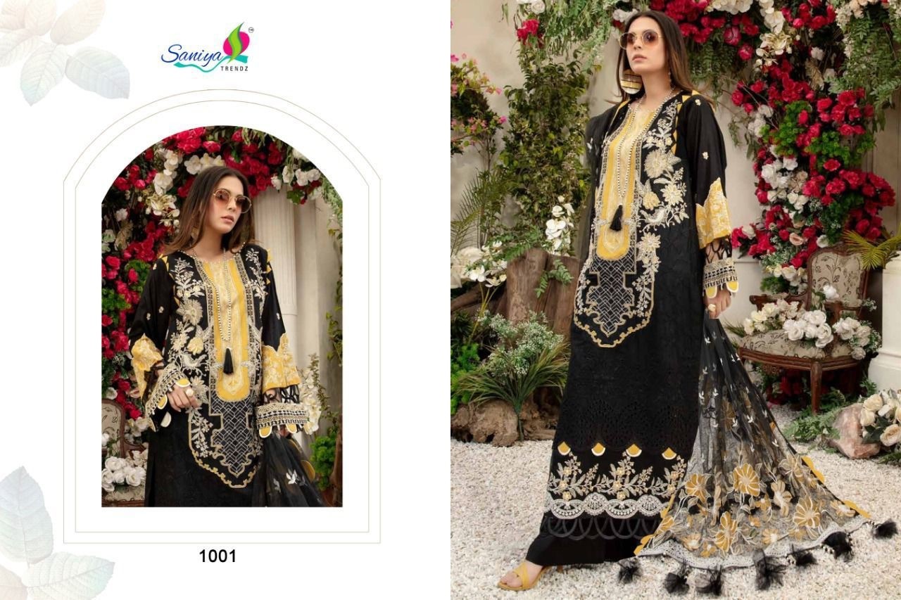 SANIYA TRENDZ ADAN LIBAAS GEORGGETTE COLLECTION 1001 PAKISTANI SUITS ONLINE WHOLESALE