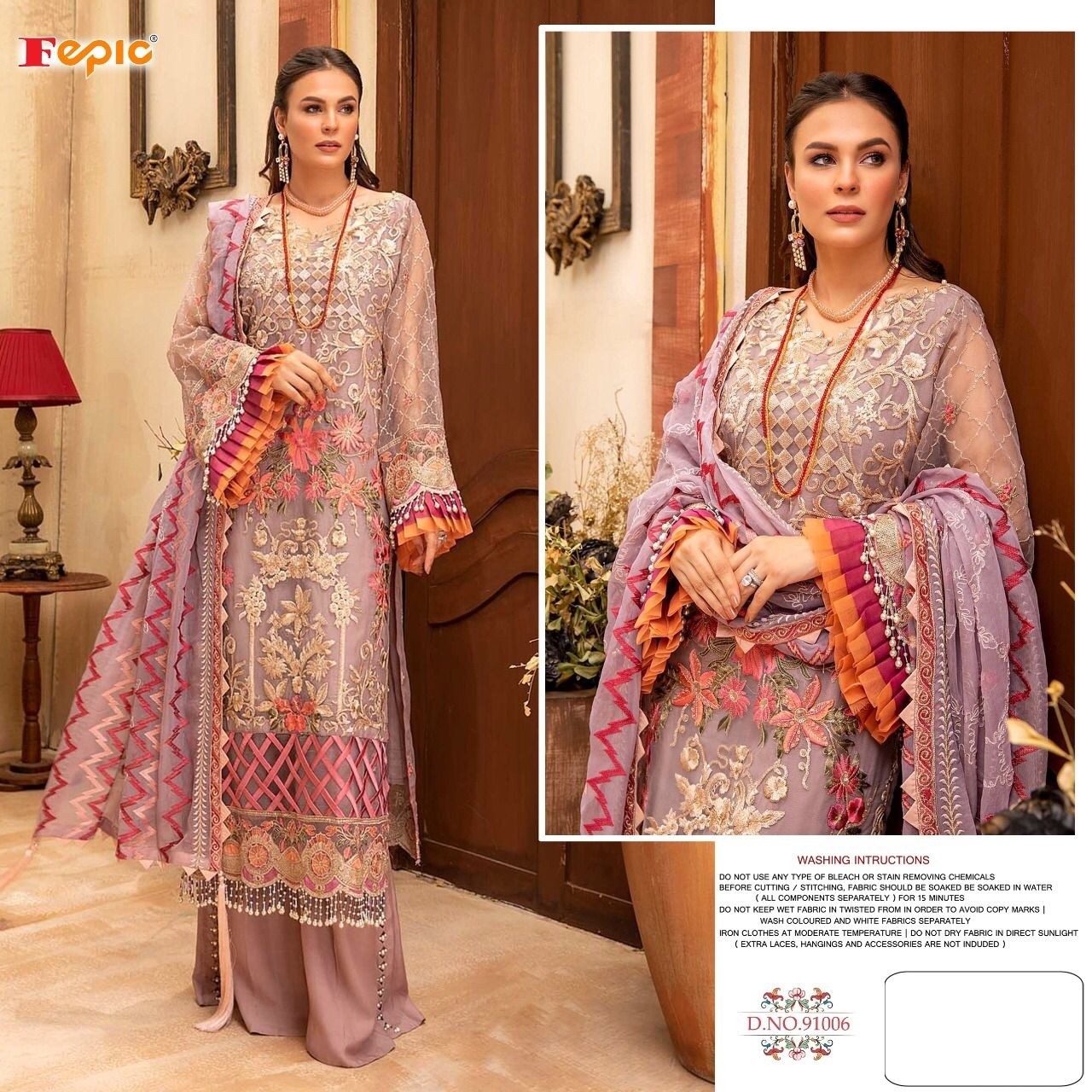 FEPIC ROSEMEEN 91006 ORGANZA  PAKISTANI SUITS WHOLESALE