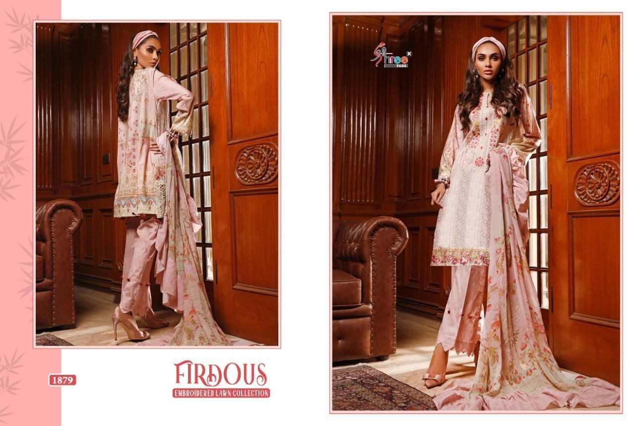 SHREE FABS FIRDOUS EMBROIDERED LAWN COLLECTION 1874TO1880 PAKISTANI SUITS SINGALE AVAILABALE