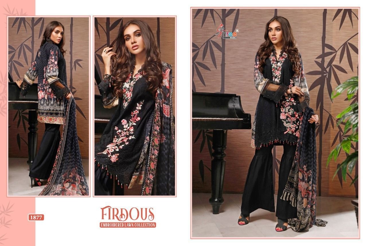 SHREE FABS FIRDOUS EMBROIDERED LAWN COLLECTION 1874TO1880 PAKISTANI SUITS SINGALE AVAILABALE