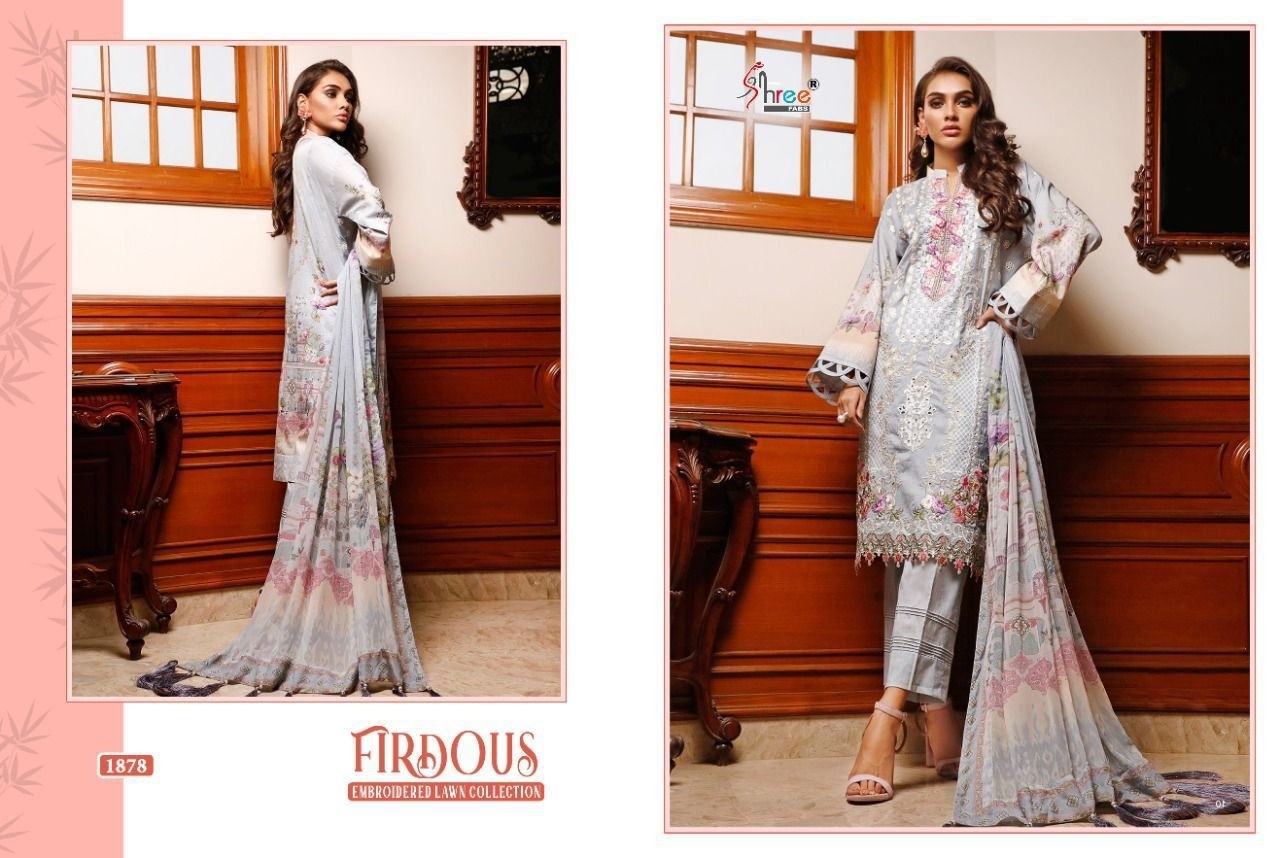 SHREE FABS FIRDOUS EMBROIDERED LAWN COLLECTION 1874TO1880 PAKISTANI SUITS SINGALE AVAILABALE