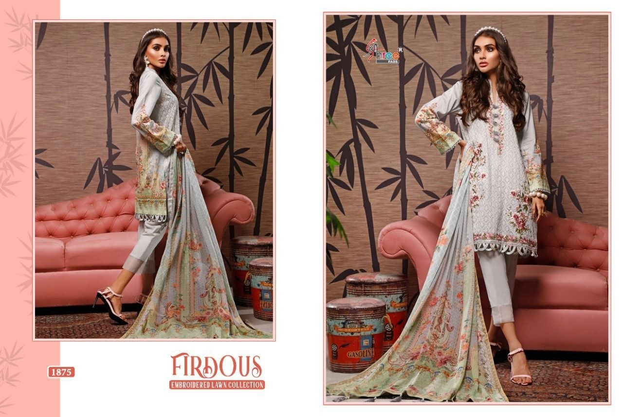 SHREE FABS FIRDOUS EMBROIDERED LAWN COLLECTION 1874TO1880 PAKISTANI SUITS SINGALE AVAILABALE