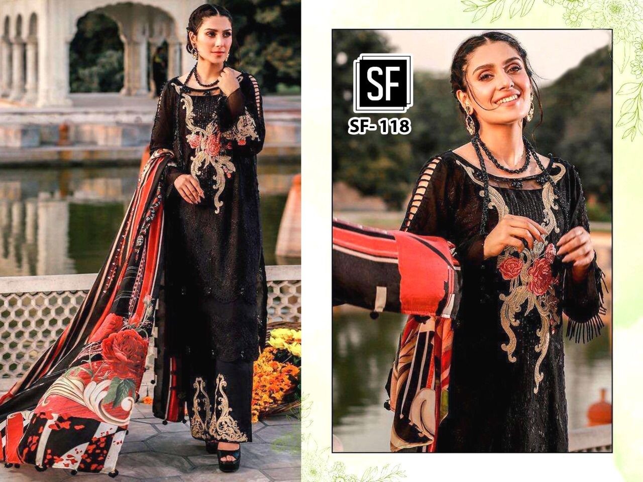 SF 118 BLACK PAKISTANI SALWAR KAMEZ MANUFACTURER