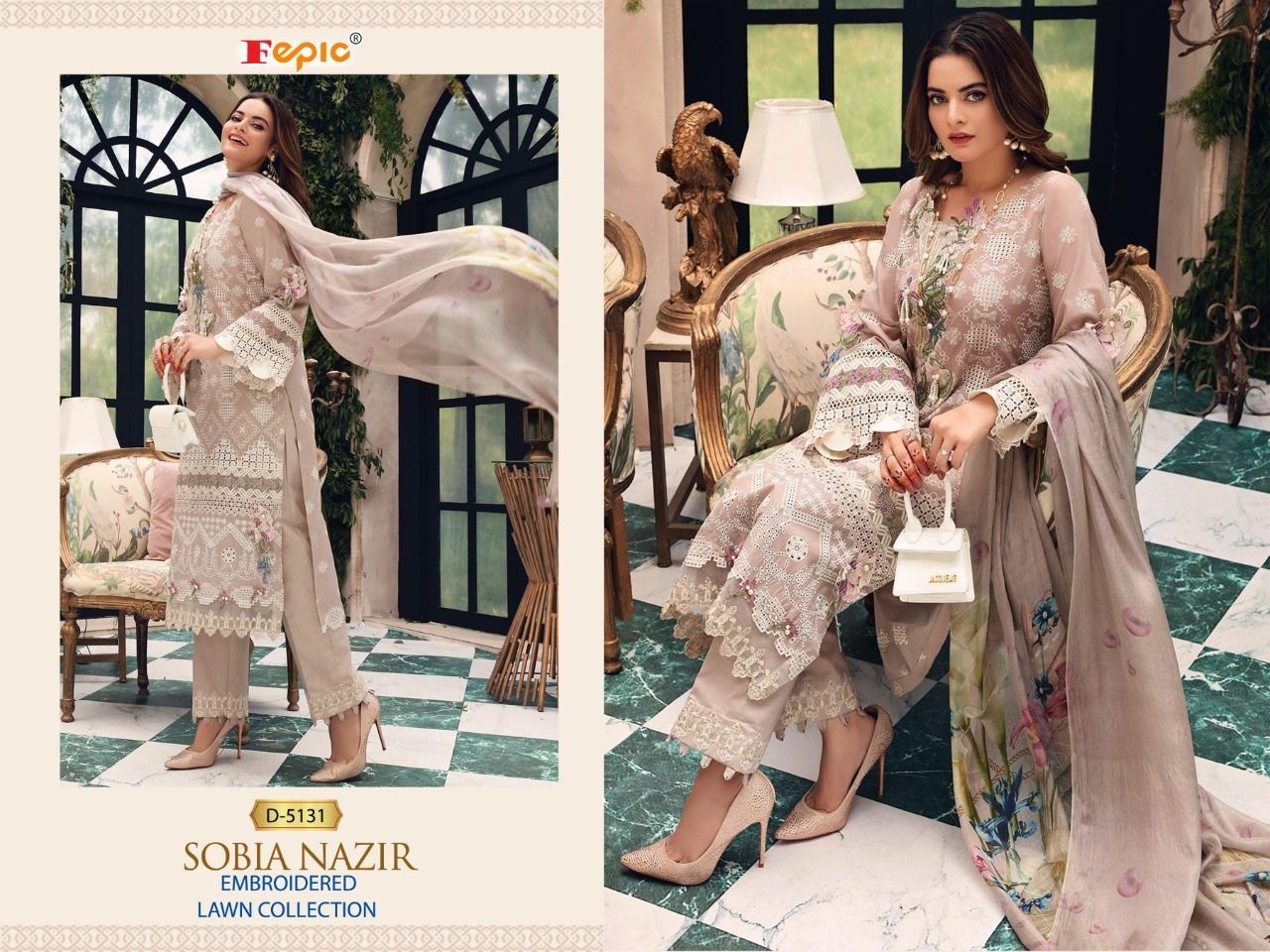 FEPIC ROSEMEEN SOBIA NAZIR EMBROIDERED LAWN COLLECTION D 5131 WHOLESALER SINGALE
