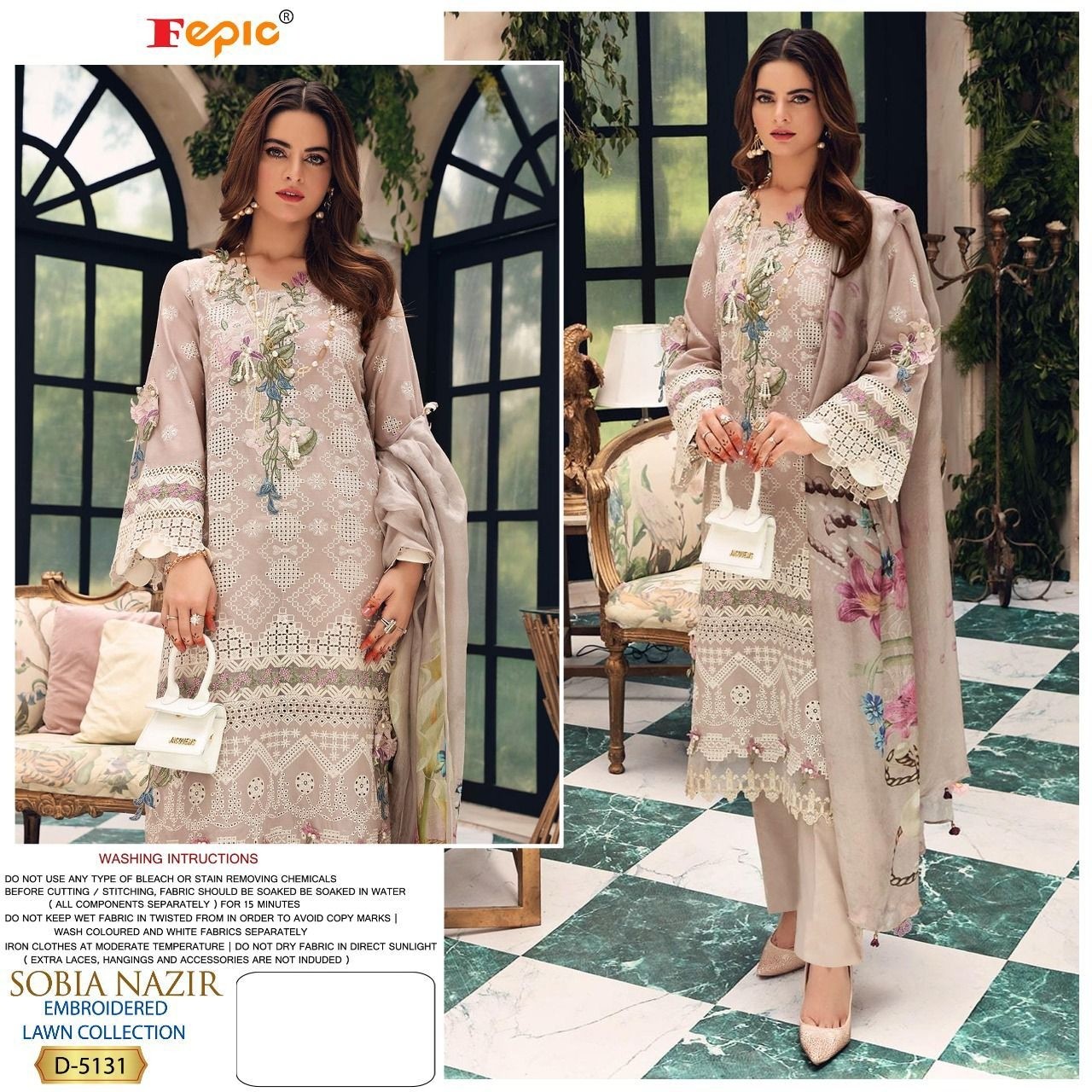 FEPIC ROSEMEEN SOBIA NAZIR EMBROIDERED LAWN COLLECTION D 5131 WHOLESALER SINGALE