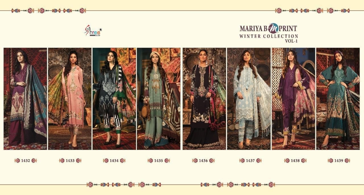 SHREE FABS MARIYA B M PRINT WINTER COLLECTION VOL 1 1432TO1439 WHOLESALER IN SURAT