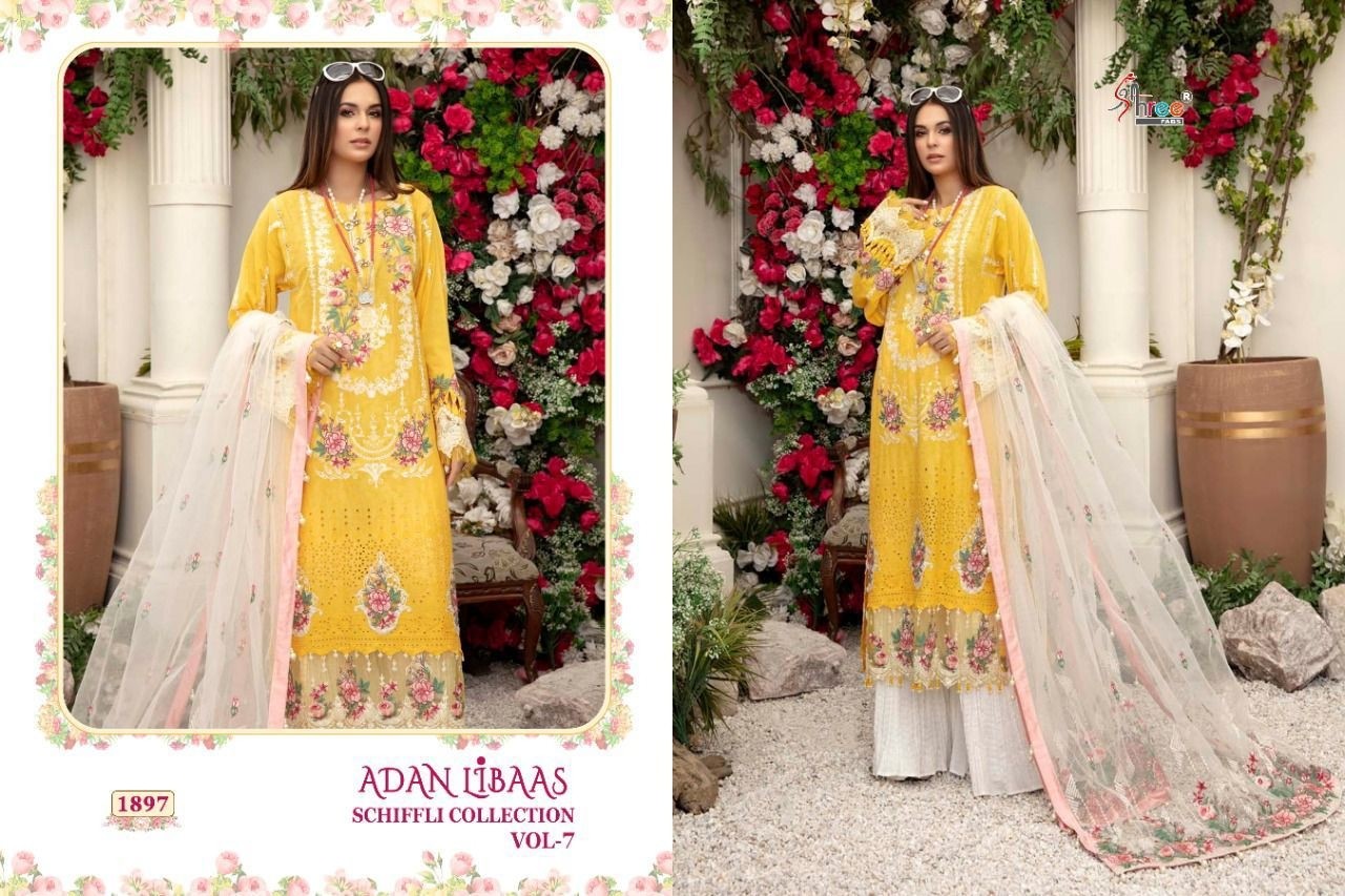 SHREE FABS ADAN LIBAAS SCHIFFLI COLLECTION VOL 7 1897 NEW PAKISTANI SUITS MANUFACTURER