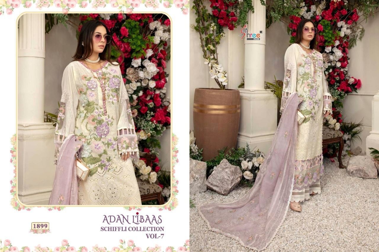 SHREE FABS ADAN LIBAAS SCHIFFLI COLLECTION VOL 7 1899 NEW PAKISTANI SUITS MANUFACTURER