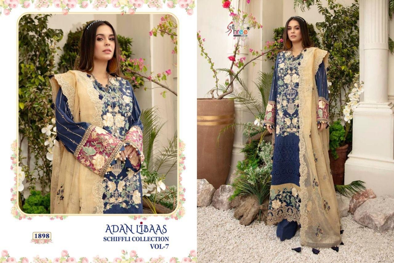SHREE FABS ADAN LIBAAS SCHIFFLI COLLECTION VOL 7 1898 NEW PAKISTANI SUITS MANUFACTURER