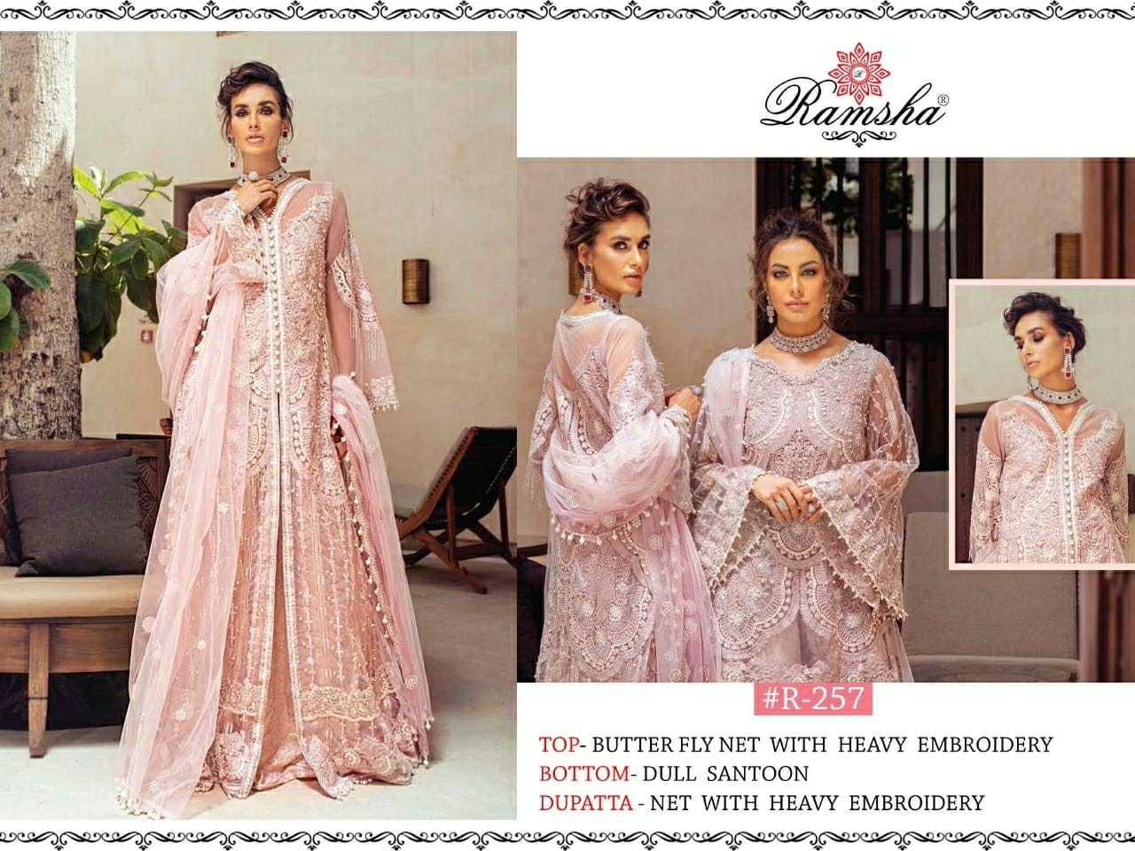 RAMSHA MUSHQ BRIDEL COLLECTION R 257 PAKISTANI SUITS WHOLESALER SUPPLIER