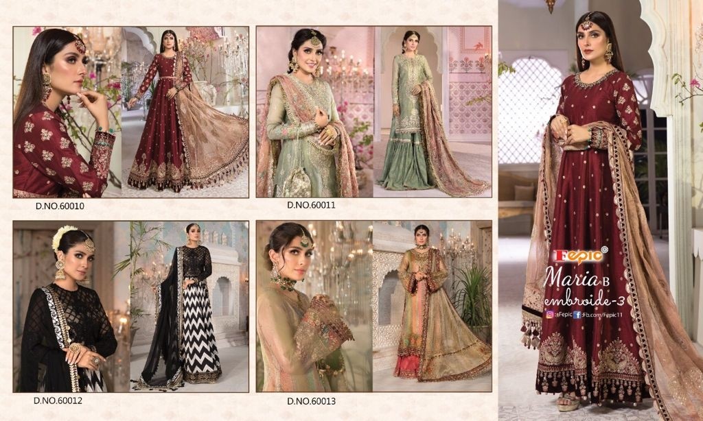 FEPIC ROSEMEEN MARIA B EMBROIDE 3 60013 LATEST CATALOGUE AVAILABALE SINGALE