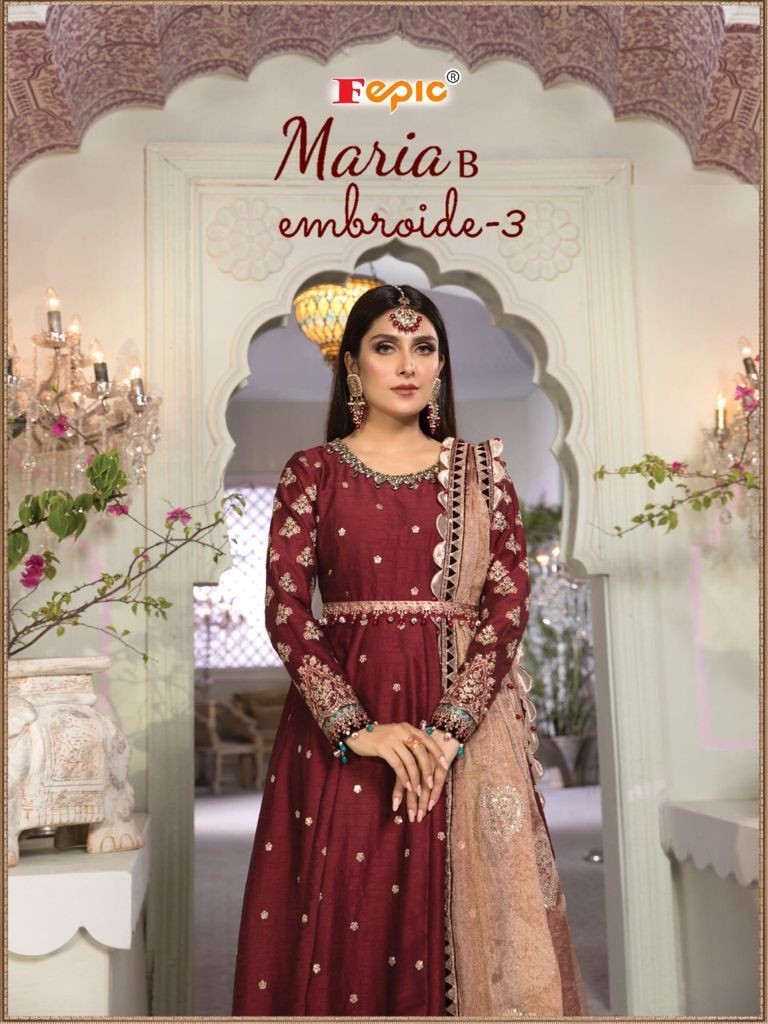 FEPIC ROSEMEEN MARIA B EMBROIDE-3 60010 LATEST CATALOGUE AVAILABALE SINGALE