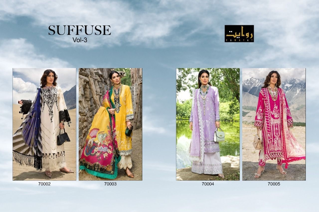 RAWAYAT SUFFUSE VOL 3 70002 100% ORGINAL QUALITY  SALWAR KAMEZ AVAILABALE