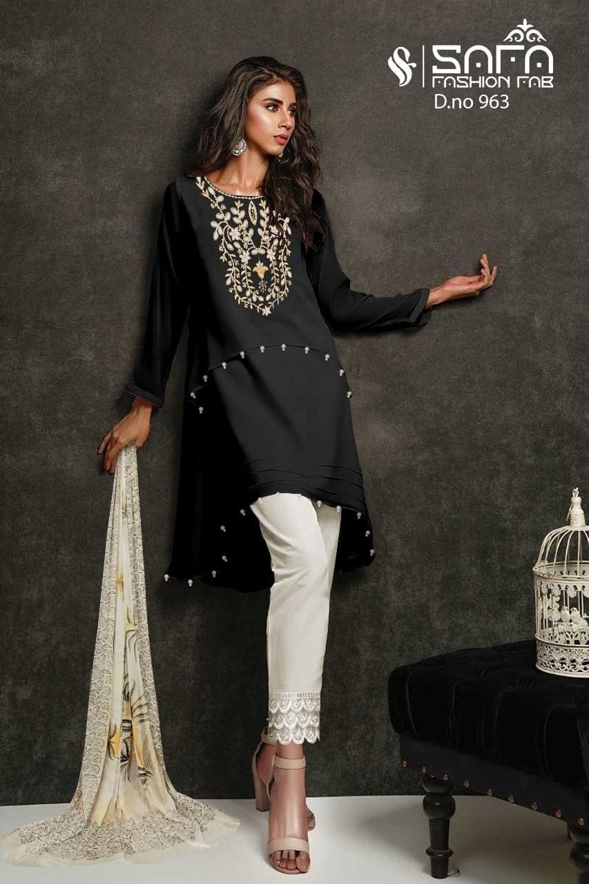SAFA FASHION FAB 963 BLACK KURTIS SINGALE DEALER
