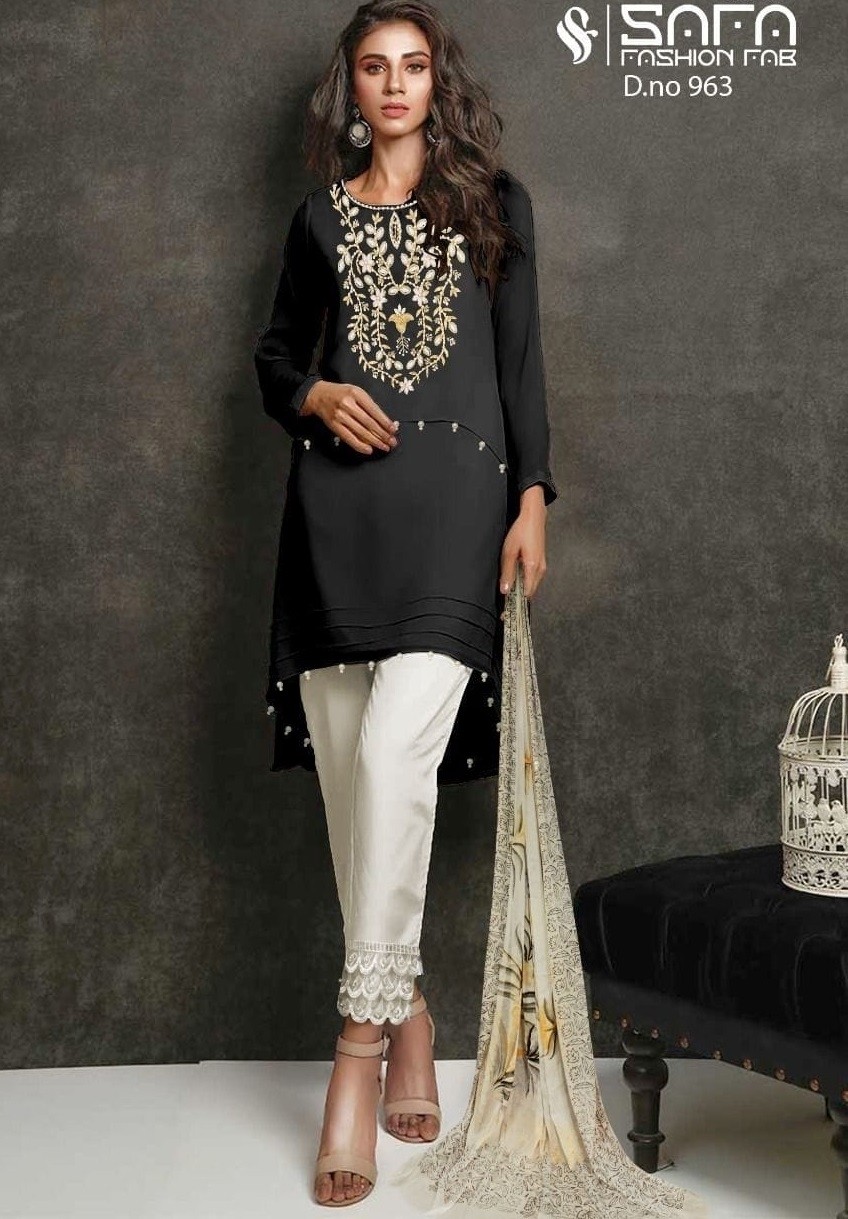 SAFA FASHION FAB 963 BLACK KURTIS SINGALE DEALER