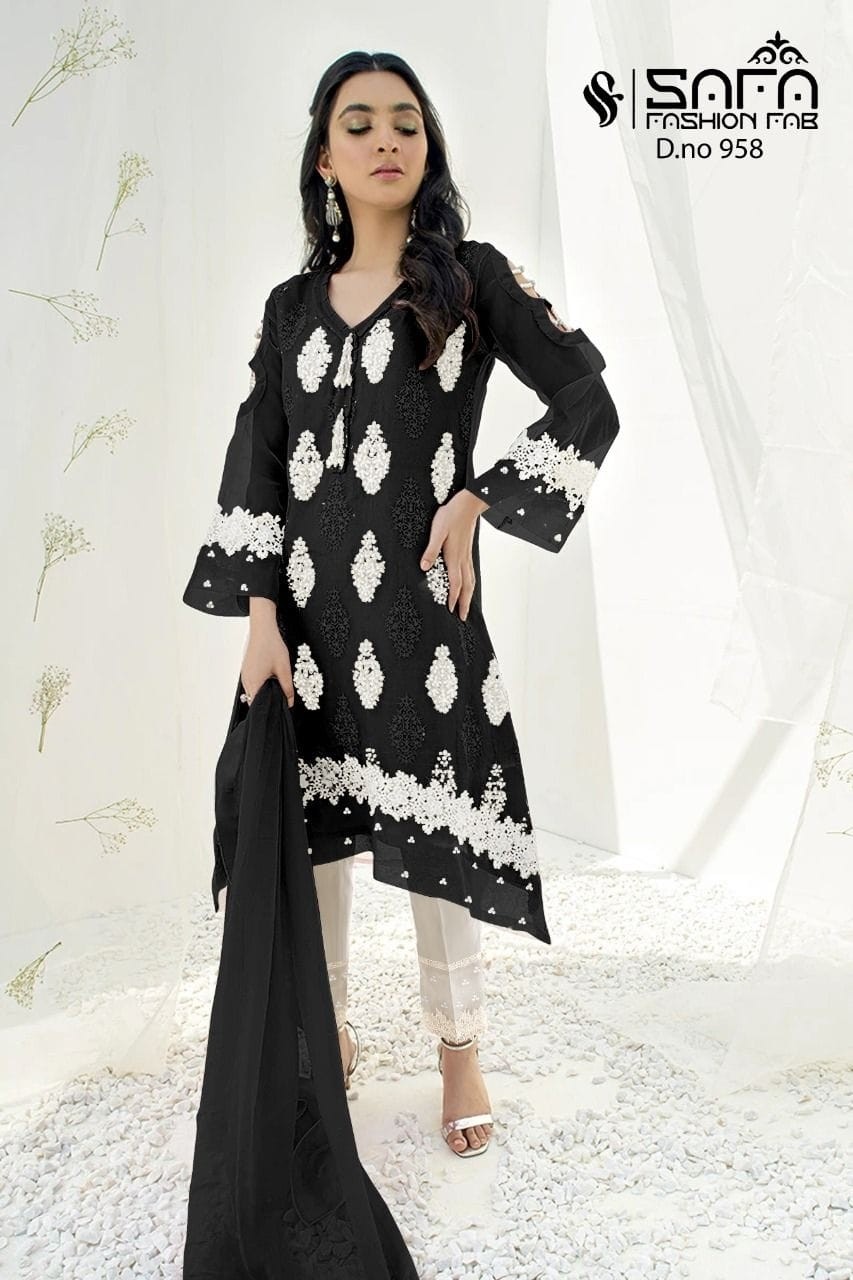 SAFA FASHION FAB 958 BLACK TUNICS KURTIS WHOLESALE ONLINE
