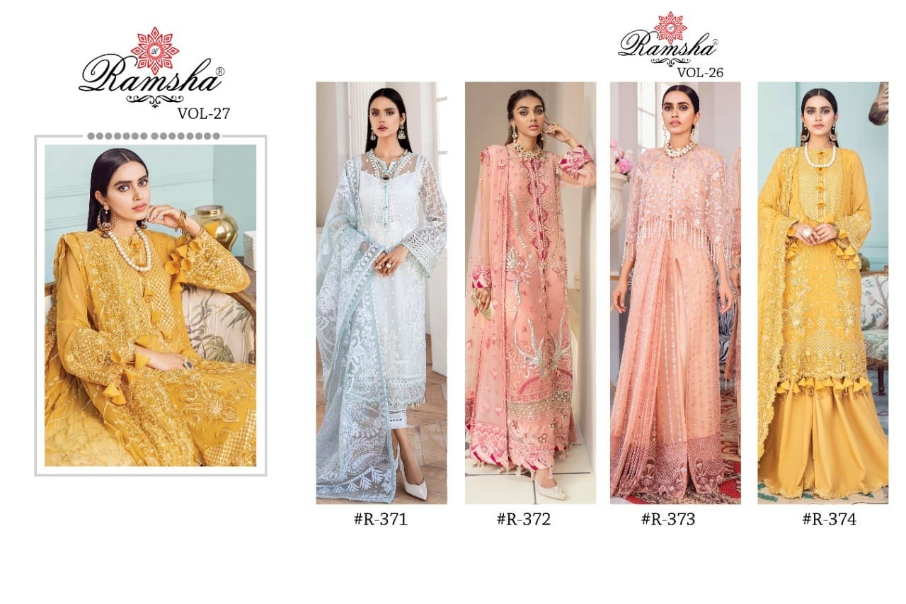 RAMSHA VOL 7 R 373 PAKISTANI SUITS LATEST ONLINE