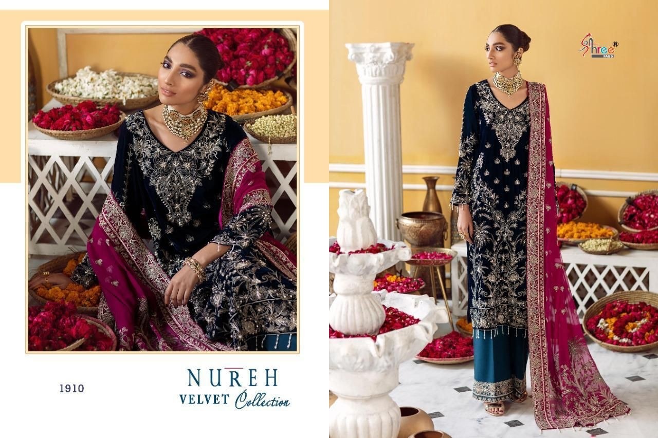 SHREE FABS NUREH VELVET COLLECTION 1910TO1913 PAKISTANI SUITS BEST WHOLESALER
