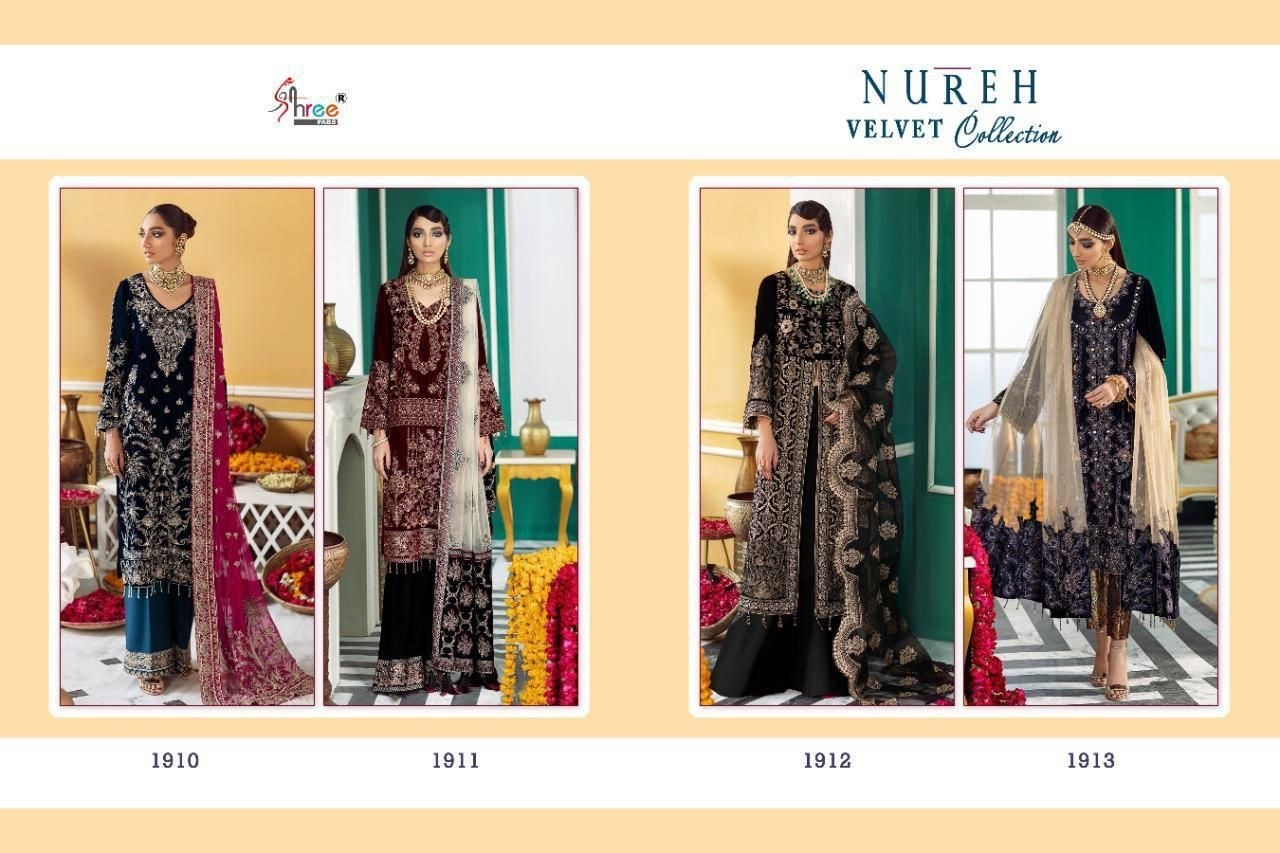 SHREE FABS NUREH VELVET COLLECTION 1910TO1913 PAKISTANI SUITS BEST WHOLESALER