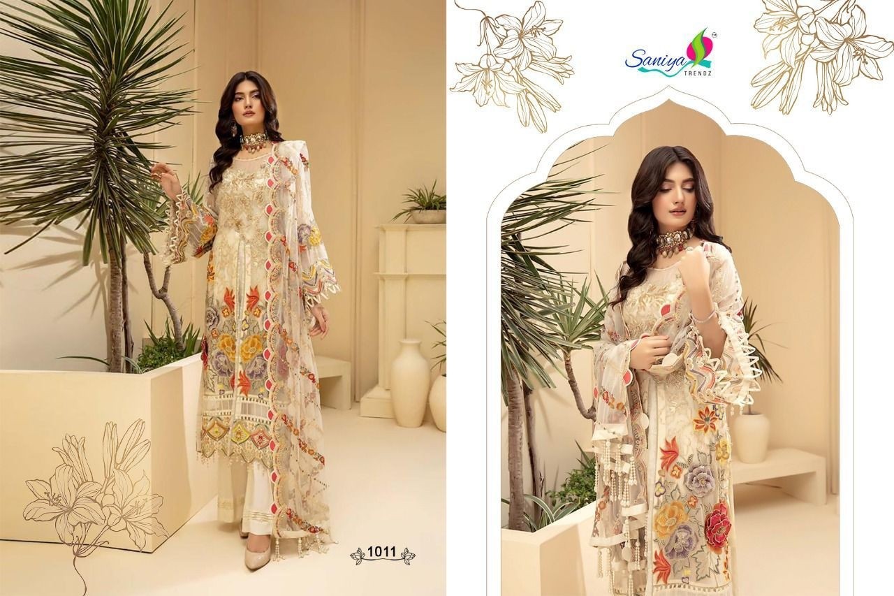 SANIYA TRENDZ BLOCKBUSTER VOL 1 1011 PAKISTANI SUITS MANUFACTURER