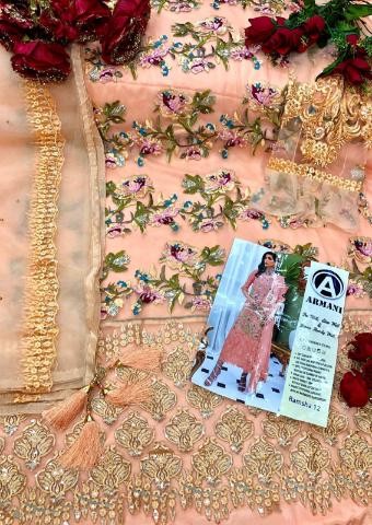 ARMANI RAMSHA 12 ORANGE PAKISTANI SUITS BEST SUIT WHOLESALER