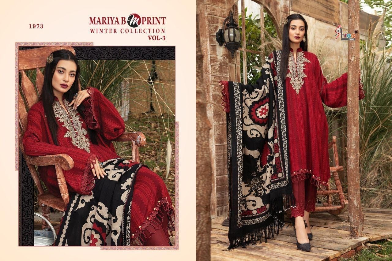 SHREE FABS MARIYA B MPRINT WINTER COLLECTION VOL 3 1973 PASHMINA SALWAR KAMEEZ 