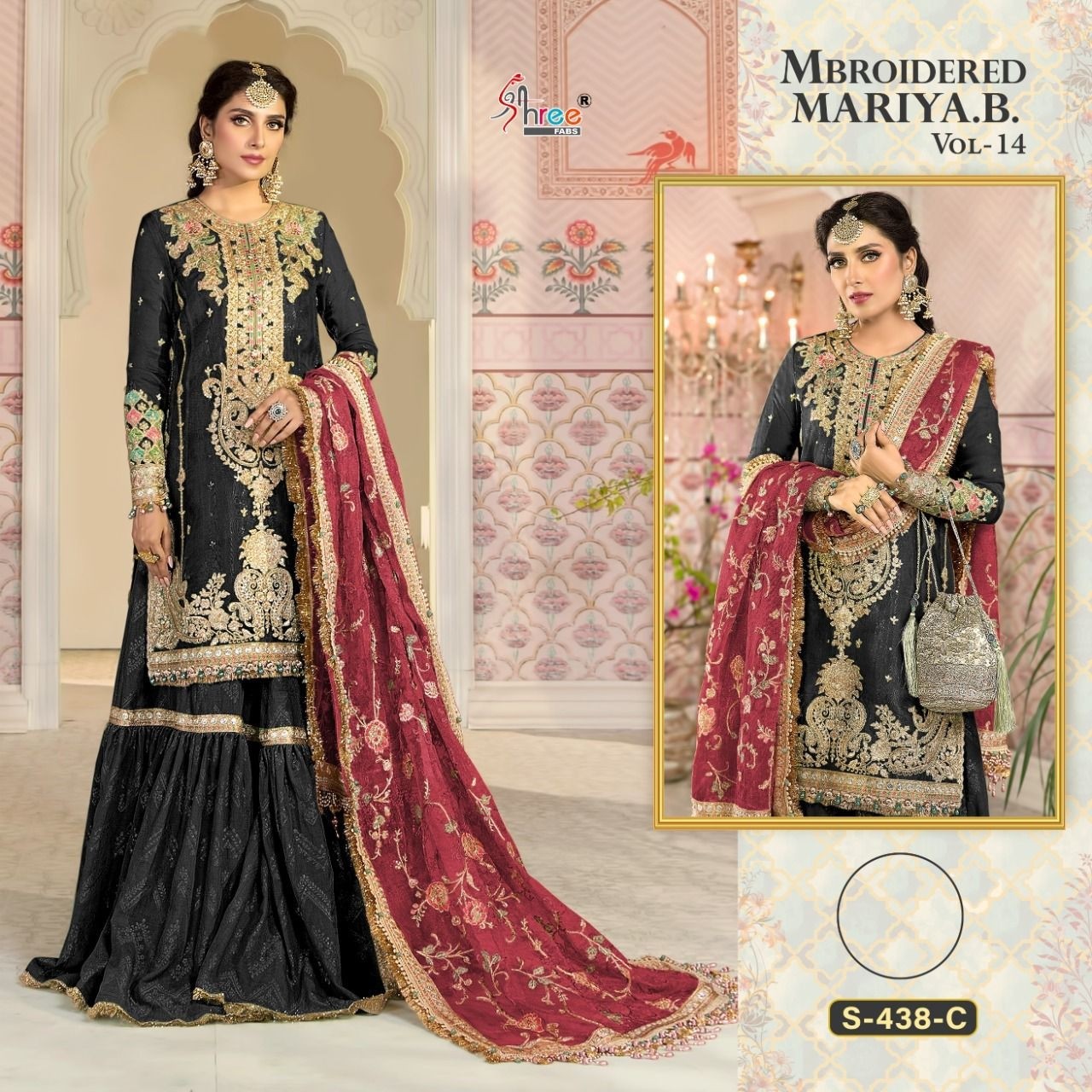 SHREE FABS MBROIDERED MARIYA B VOL 14 S 438 C PAKISTANI SUITS MANUFACTURER