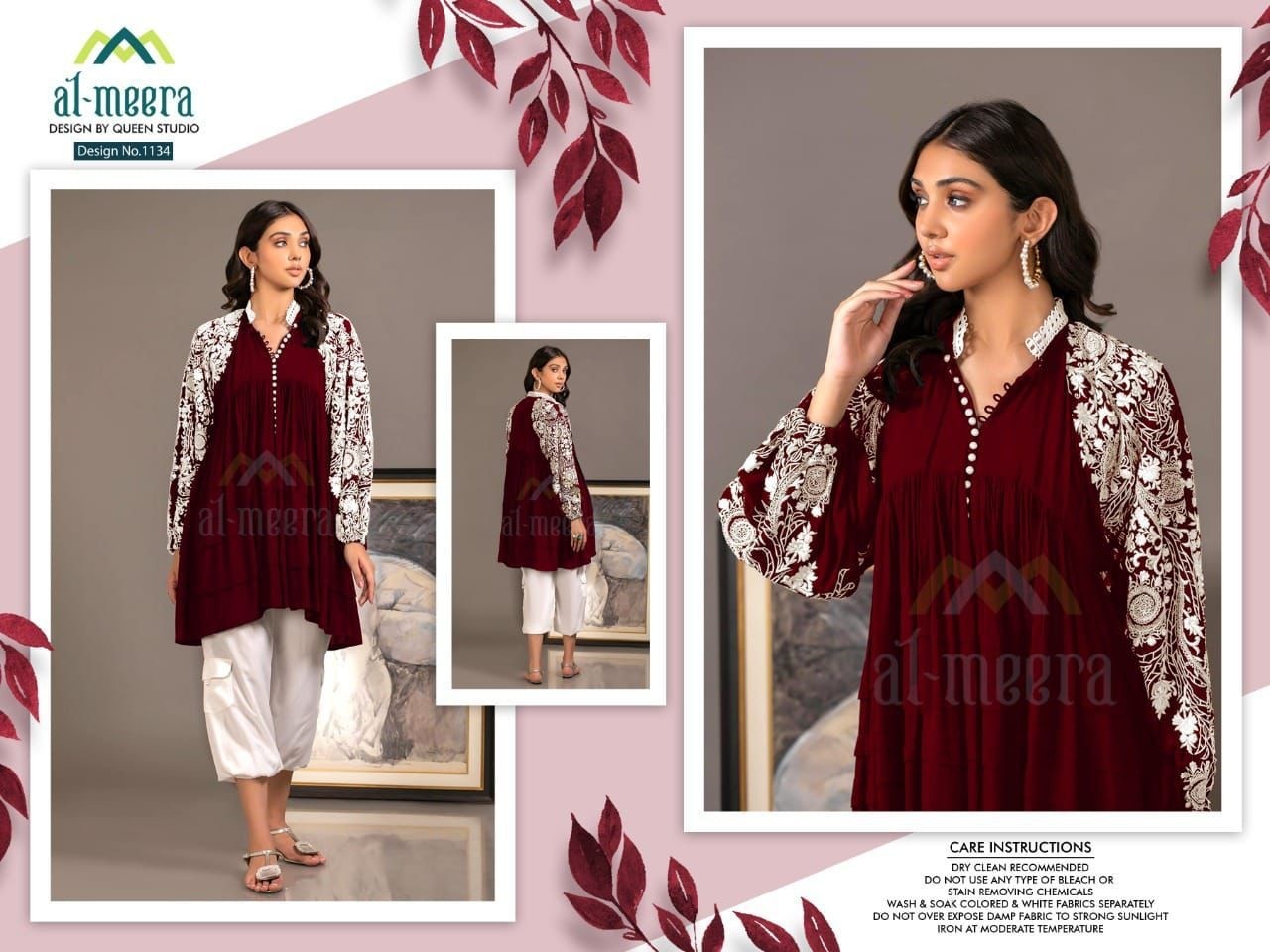 AL MEERA DESIGN QUEEN STUDIO DN 1134 MARUN KURTIS SHOPPING ONLINE