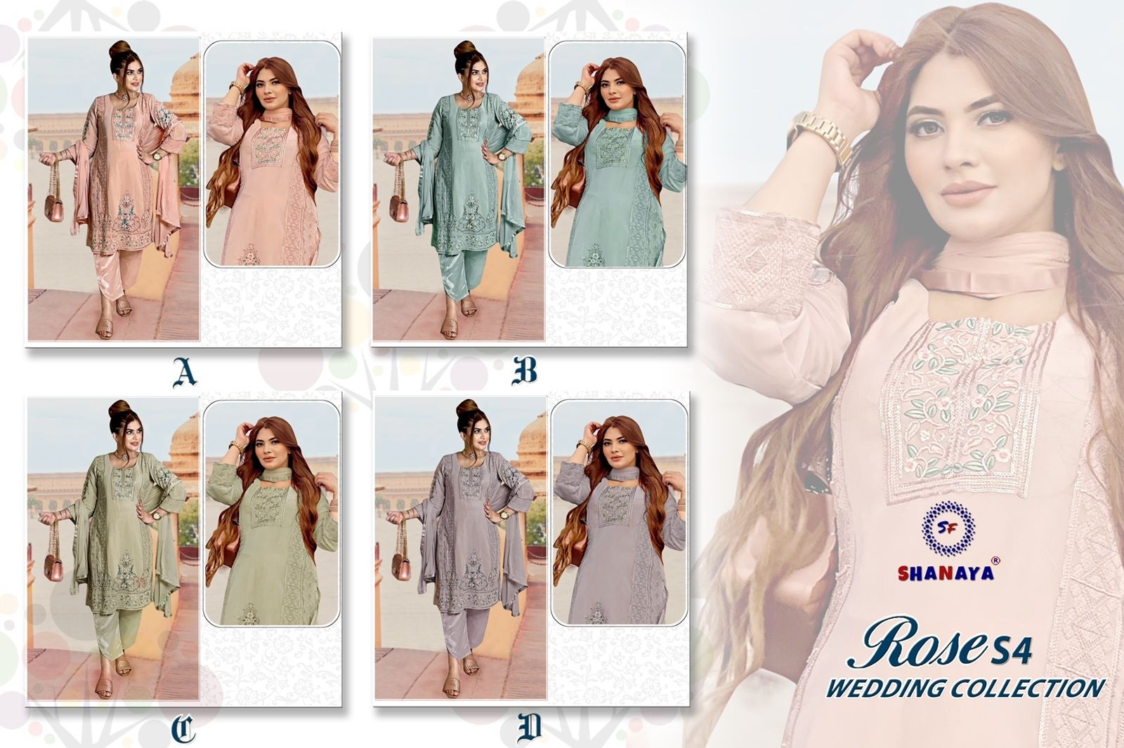 SHANAYA ROSE S 4 B WEDDING COLLECTION NEW LAUNCH PAKISTANI SUITS