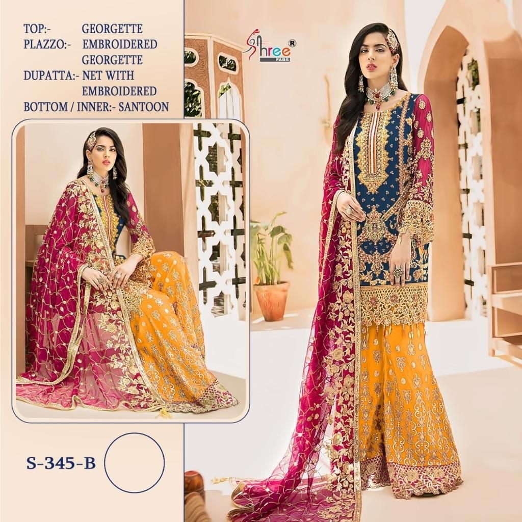 SHREE FABS S 345 B COLOURS PAKISTANI SUITS NEW LAUNCHING 