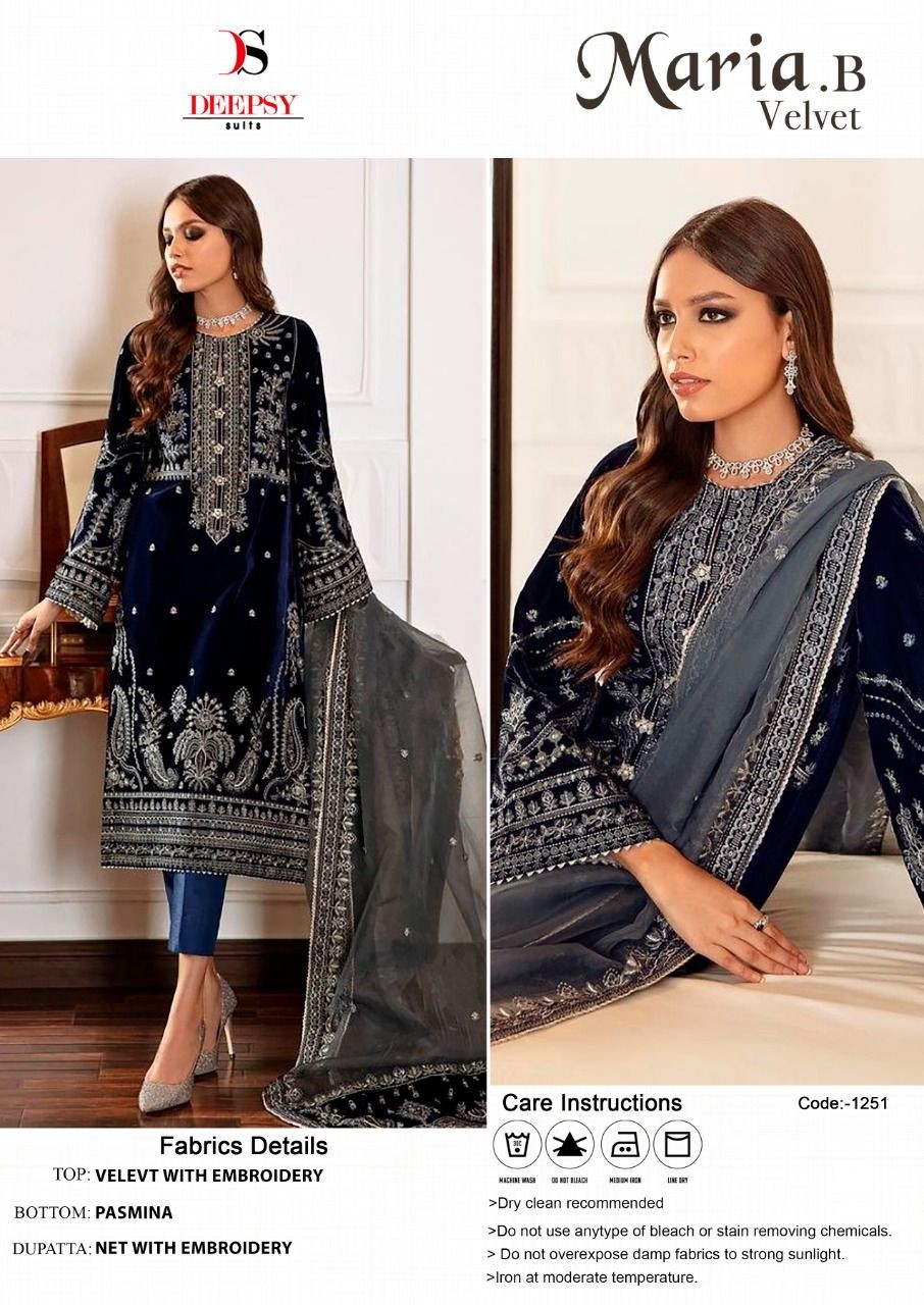 DEEPSY SUITS MARIA B VELVET 1252 CATALOGUE PAKISTANI DRESS 