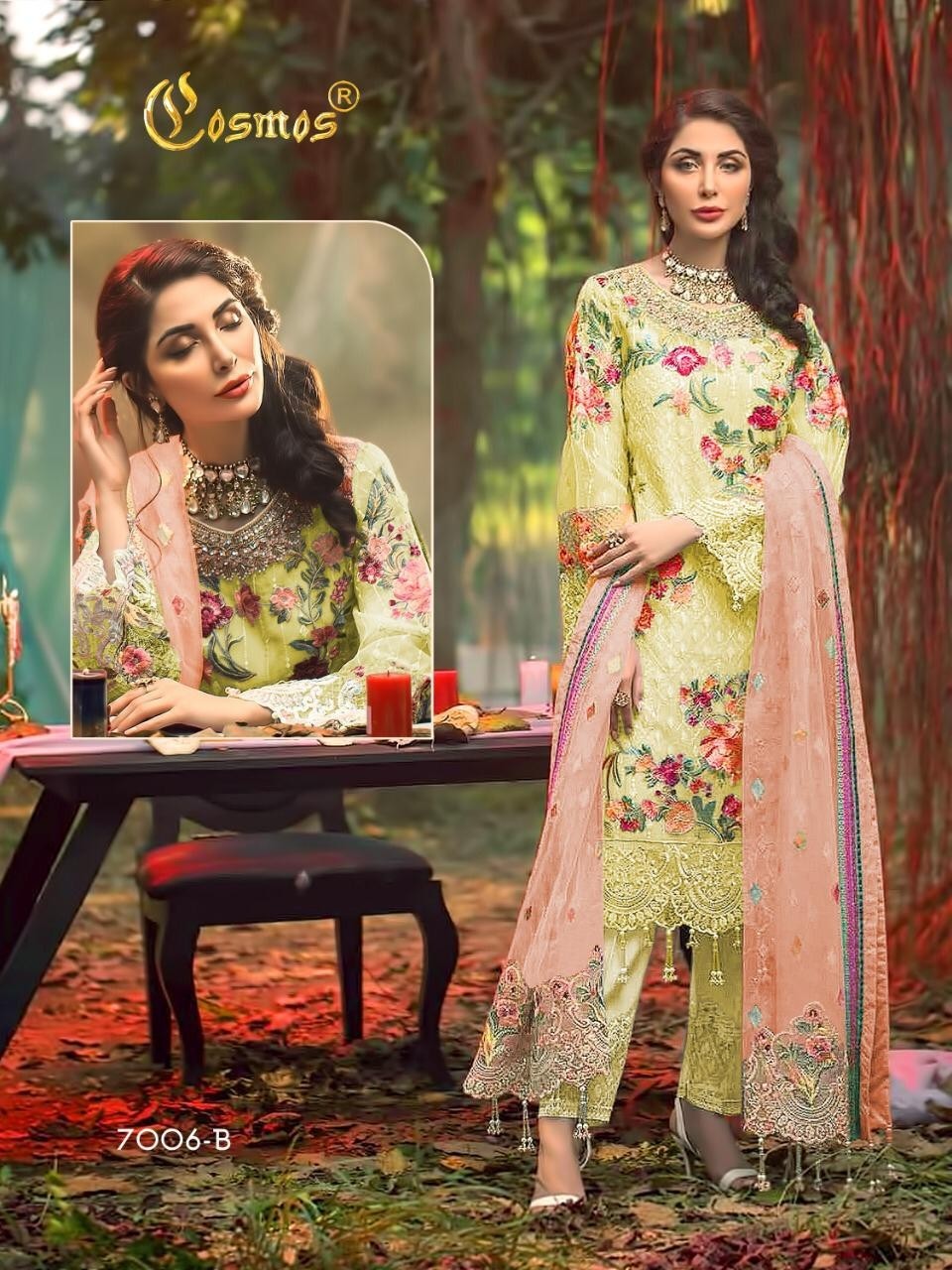 COSMOS EXCLUSIVE 7006 B YELLOW SALWAR KAMEEZ ONLINE