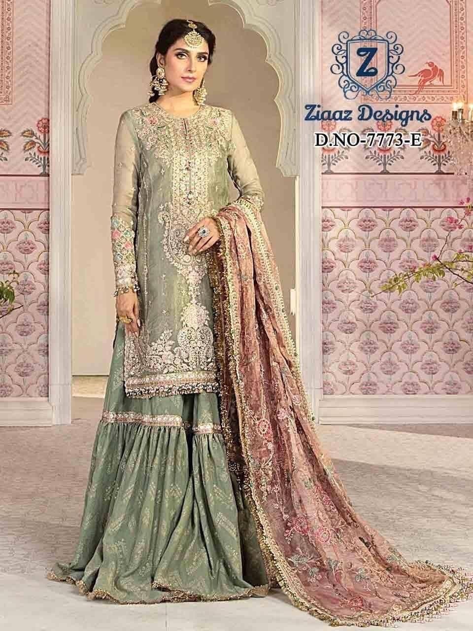 ZIAAZ DESIGNS 7773 E PAKISTANI SUITS SHIPPING FREE AVAILBALE