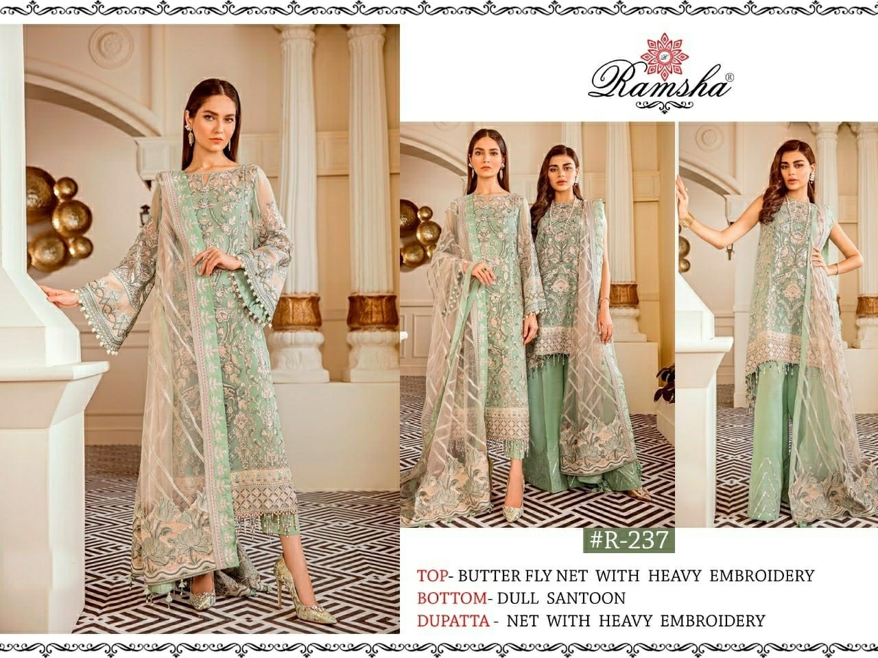 RAMSHA PRESENTS R 237 PAKISTANI SUITS MANUFACTURER